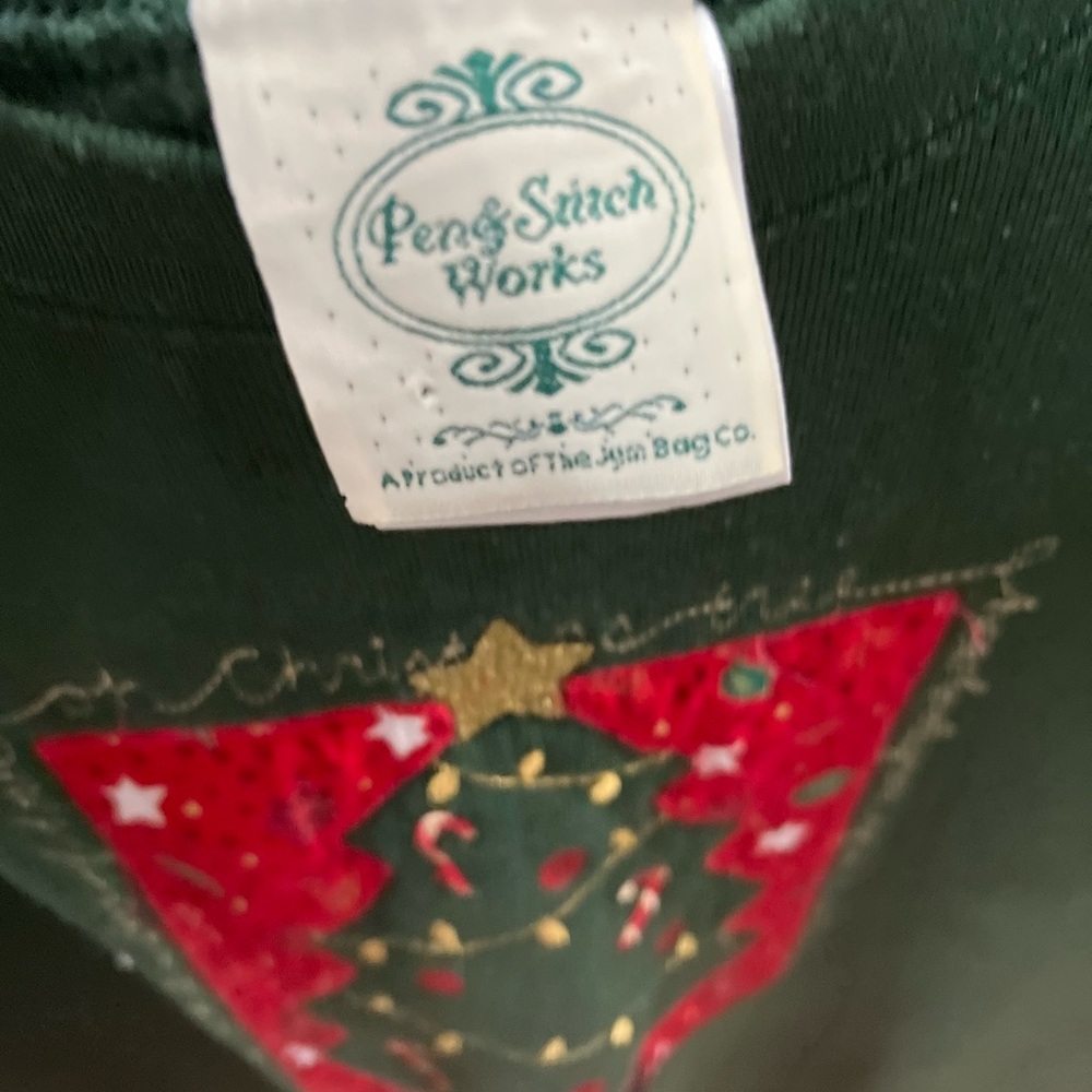 Tultex Festive Green Sweatshirt with Red and Gold Details. Christmas sweatshirt.